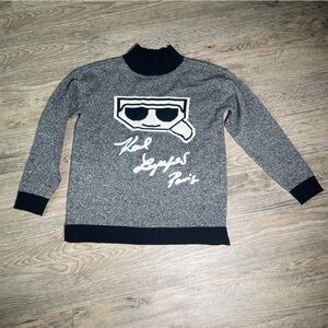 KARL LAGERFELD PARIS Women's Logo Marled Mock-Neck Sweater- Small